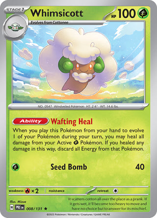 Whimsicott #8/131 Rare - Prismatic Evolutions Pokemon card