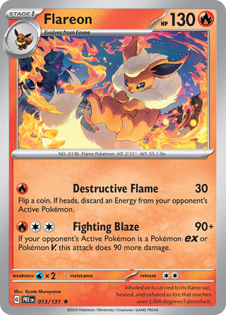 Flareon #13/131 Rare - Prismatic Evolutions Pokemon card