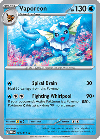 Vaporeon Prismatic Evolutions Rare #022/131