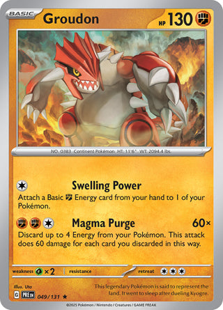 Groudon #49/131 Rare - Prismatic Evolutions Pokemon card
