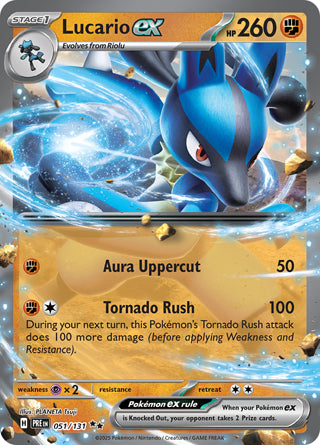 Lucario ex #51/131 Double Rare - Prismatic Evolutions Pokemon card