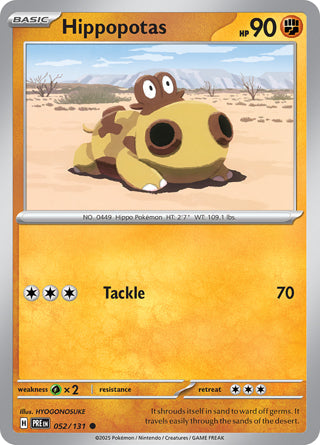 Hippopotas #52/131 Common - Prismatic Evolutions Pokemon card