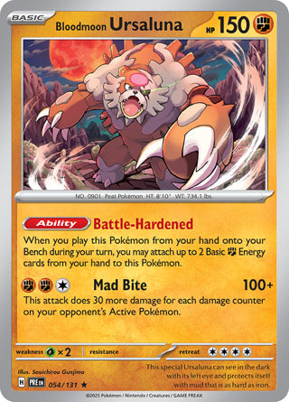 Bloodmoon Ursaluna #54/131 Rare - Prismatic Evolutions Pokemon card