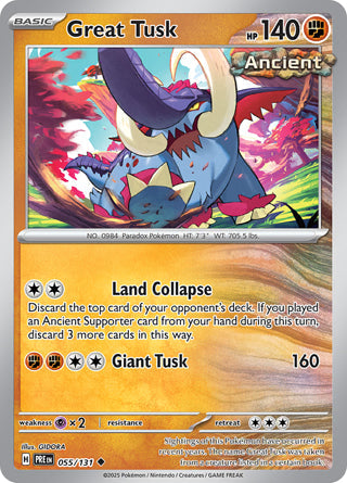 Great Tusk #55/131 Uncommon - Prismatic Evolutions Pokemon card