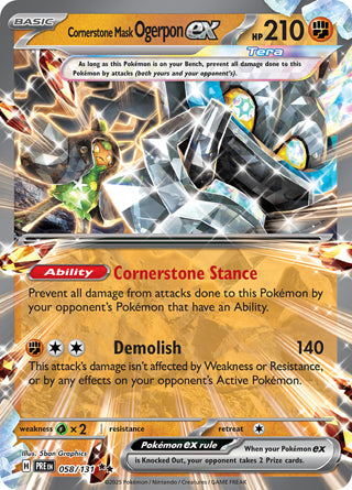 Cornerstone Mask Ogerpon ex #58/131 Double Rare - Prismatic Evolutions Pokemon card