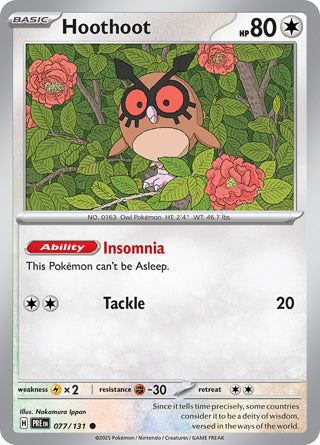 Hoothoot #77/131 Common - Prismatic Evolutions Pokemon card