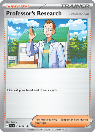Professor's Research [Professor Elm] #123/131 Common - Prismatic Evolutions Pokemon card