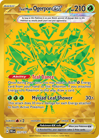 Teal Mask Ogerpon ex #177/131 Hyper Rare - Prismatic Evolutions Pokemon card