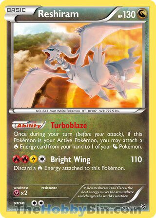 Reshiram #63/108 Holo Rare - Roaring Skies Pokemon card