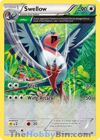 Swellow #72/108 Holo Rare - Roaring Skies Pokemon card