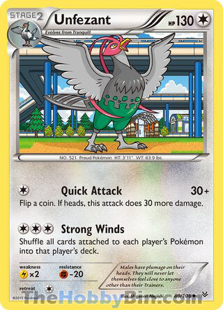 Unfezant #80/108 Uncommon - Roaring Skies Pokemon card