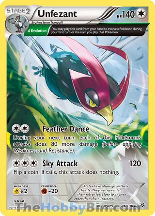 Unfezant #81/108 Rare - Roaring Skies Pokemon card