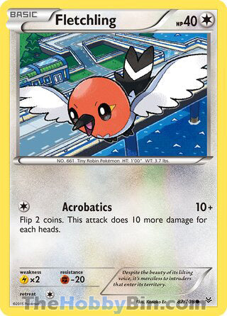 Fletchling #82/108 Common - Roaring Skies Pokemon card