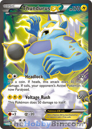 Thundurus EX #98/108 Ultra Rare - Roaring Skies Pokemon card