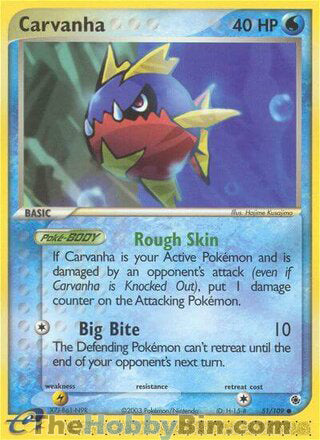 Carvanha #51/109 Common - EX Ruby & Sapphire Pokemon card