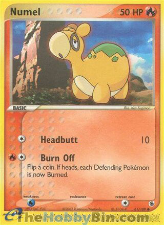 Numel #61/109 Common - EX Ruby & Sapphire Pokemon card