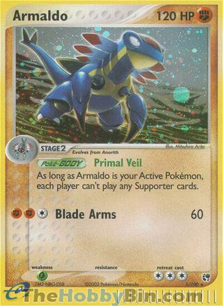 Armaldo #1/100 Holo Rare - EX Sandstorm Pokemon card