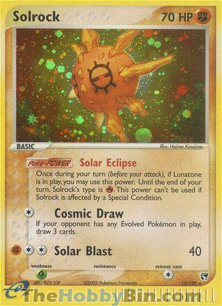 Solrock #13/100 Holo Rare - EX Sandstorm Pokemon card