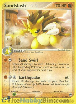 Sandslash #21/100 Rare - EX Sandstorm Pokemon card