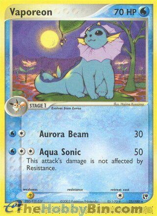 Vaporeon #25/100 Rare - EX Sandstorm Pokemon card