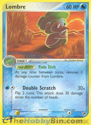 Lombre #45/100 Uncommon - EX Sandstorm Pokemon card
