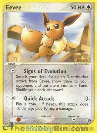 Eevee #63/100 Common - EX Sandstorm Pokemon card