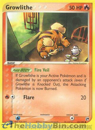 Growlithe #65/100 Common - EX Sandstorm Pokemon card