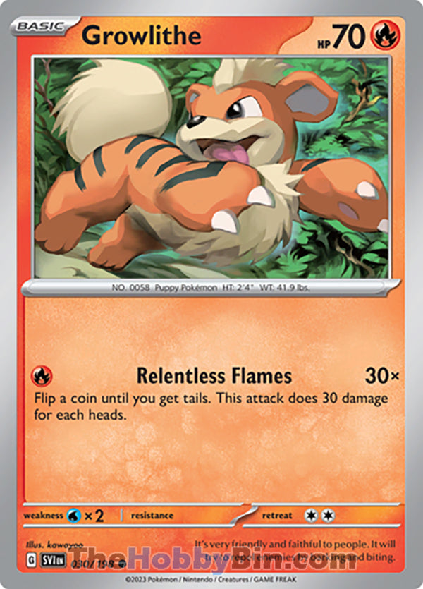 Growlithe #30/198 Common - Scarlet & Violet Base Set Pokemon card