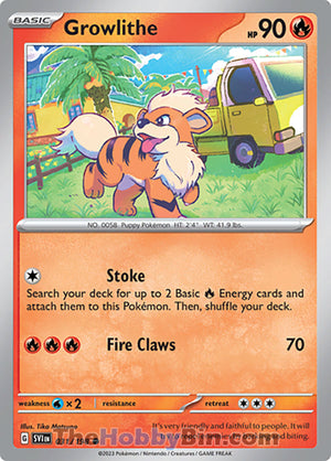 0031 Growlithe Common Scarlet & Violet Base Set