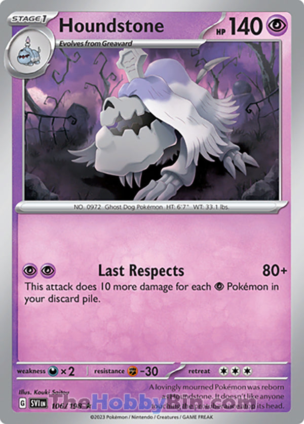 Houndstone #106/198 Rare - Scarlet & Violet Base Set Pokemon card