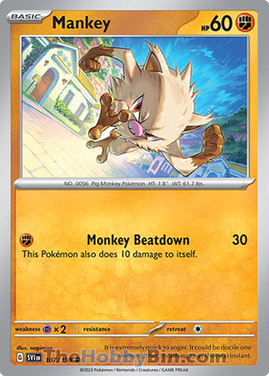 0107 Mankey Common Scarlet & Violet Base Set