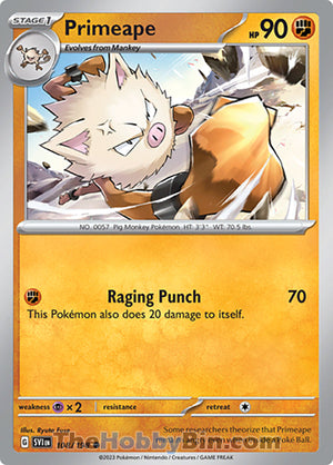 0108 Primeape Common Scarlet & Violet Base Set