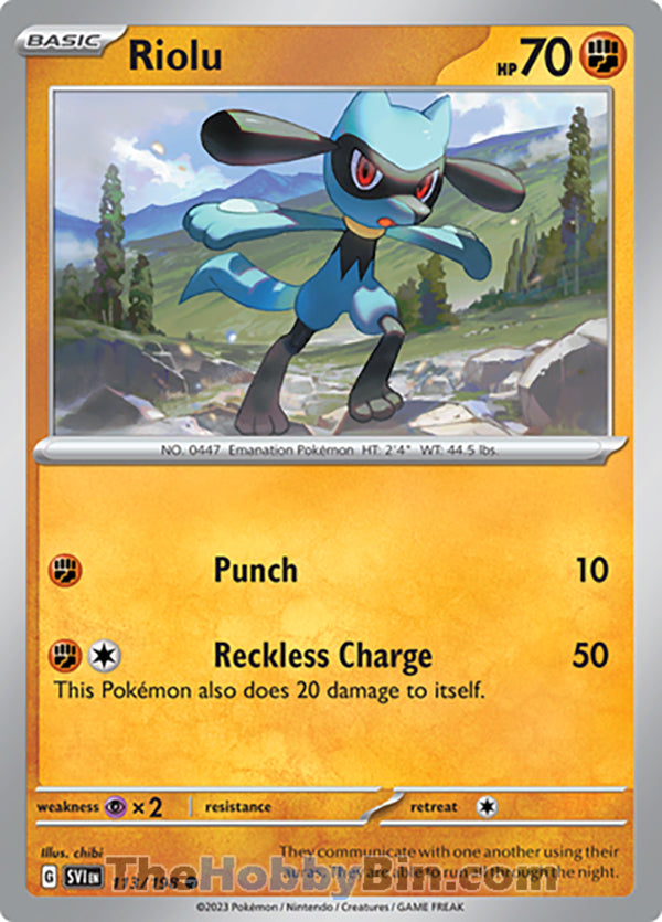 0113 Riolu Common Scarlet & Violet Base Set