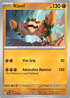 0122 Klawf Rare Scarlet & Violet Base Set