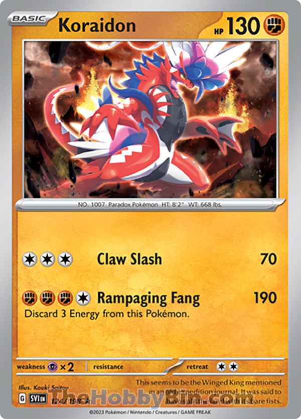 Koraidon #124/198 Rare - Scarlet & Violet Base Set Pokemon card