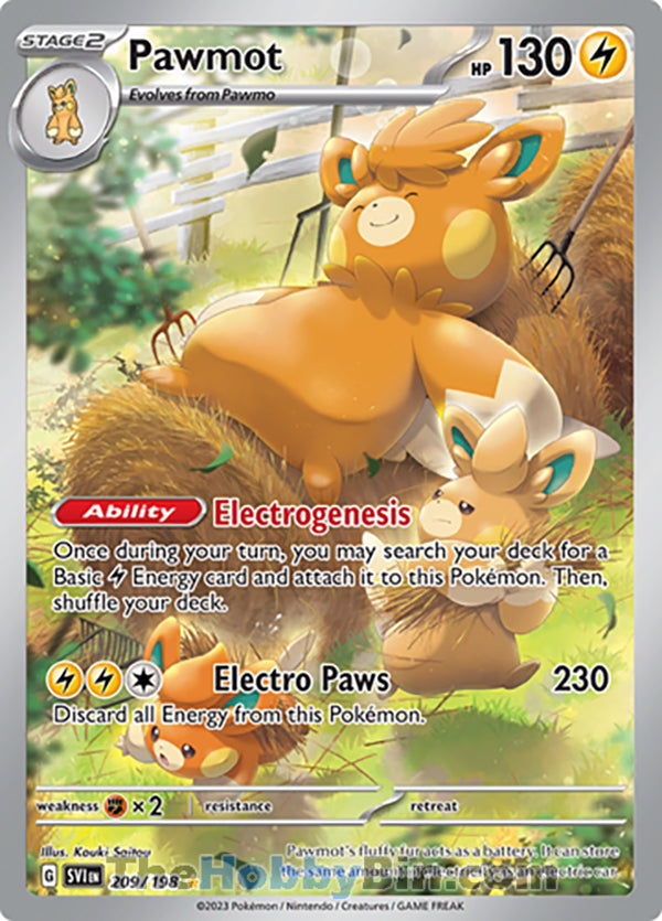 Pawmot #209/198 Illustration Rare - Scarlet & Violet Base Set Pokemon card
