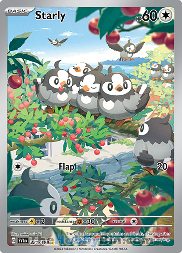 Starly #221/198 Illustration Rare - Scarlet & Violet Base Set Pokemon card