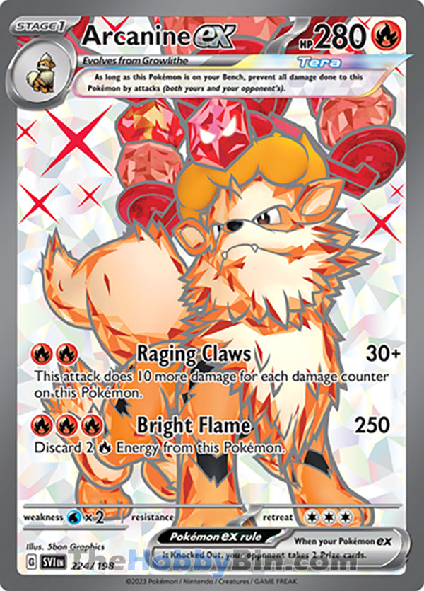 scarlet and violet base set rare cards Arcanine ex Scarlet & Violet Ultra Rare #224/198 – The Hobby Bin