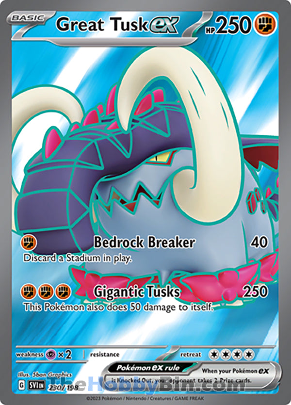 Great Tusk ex #230/198 Ultra Rare - Scarlet & Violet Base Set Pokemon card