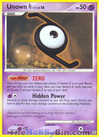 Unown [Z] Secret Wonders Uncommon #72/132