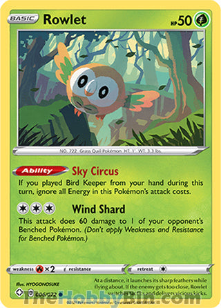 Rowlet #006/072 Common - Shining Fates Pokemon card