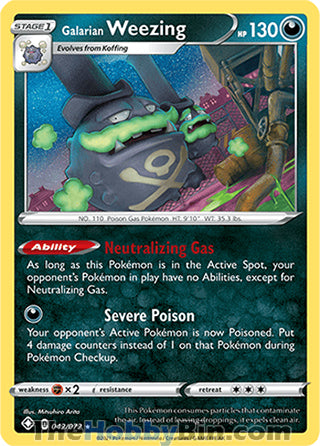 Galarian Weezing Shining Fates Holo Rare #042/072