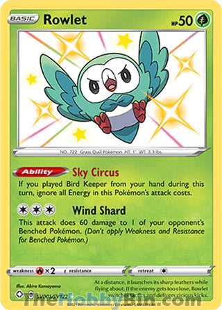 Rowlet Shining Fates Shiny Holo Rare #SV001/SV122