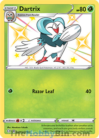 Dartrix #SV002/SV122 Shiny Holo Rare - Shining Fates Pokemon card