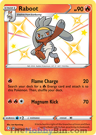 Raboot #SV016/SV122 Shiny Holo Rare - Shining Fates Pokemon card