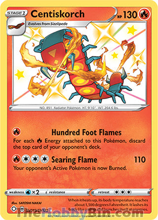 Centiskorch #SV019/SV122 Shiny Holo Rare - Shining Fates Pokemon card