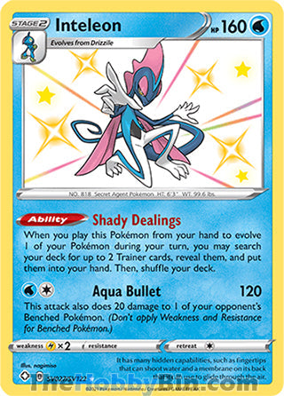 Inteleon #SV027/SV122 Shiny Holo Rare - Shining Fates Pokemon card
