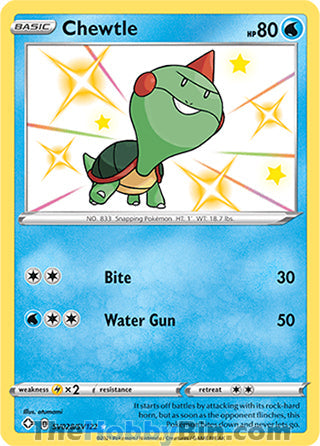Chewtle #SV028/SV122 Shiny Holo Rare - Shining Fates Pokemon card