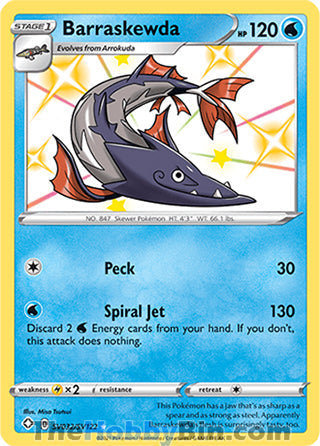 Barraskewda #SV032/SV122 Shiny Holo Rare - Shining Fates Pokemon card