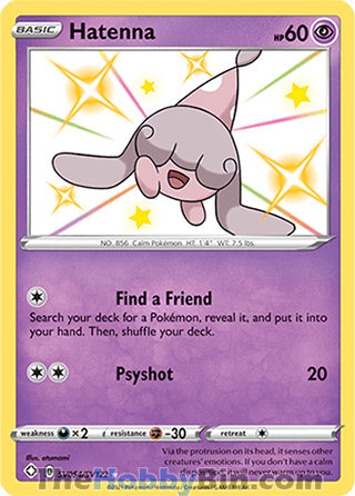 Hatenna #SV054/SV122 Shiny Holo Rare - Shining Fates Pokemon card